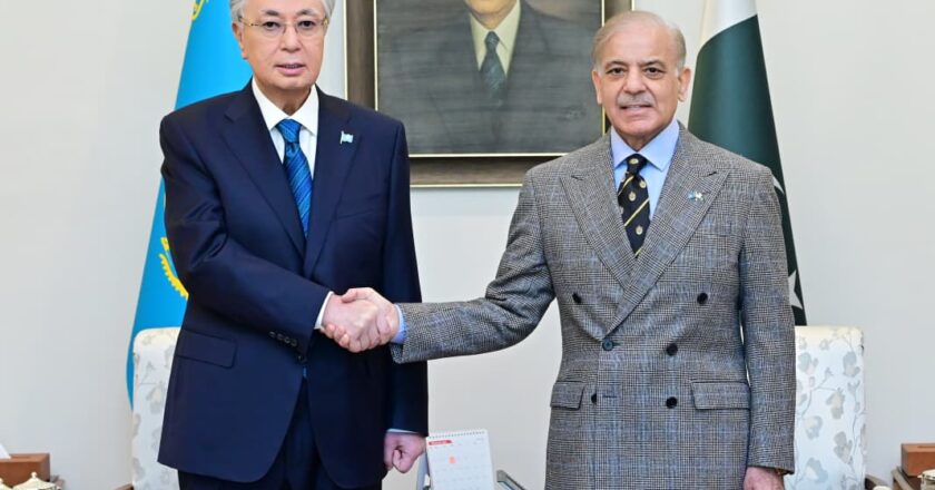 H.E Mr. Kassym-Jomart Tokayev, President of the Republic of Kazakhstan called on Prime Minister Muhammad Shehbaz Sharif