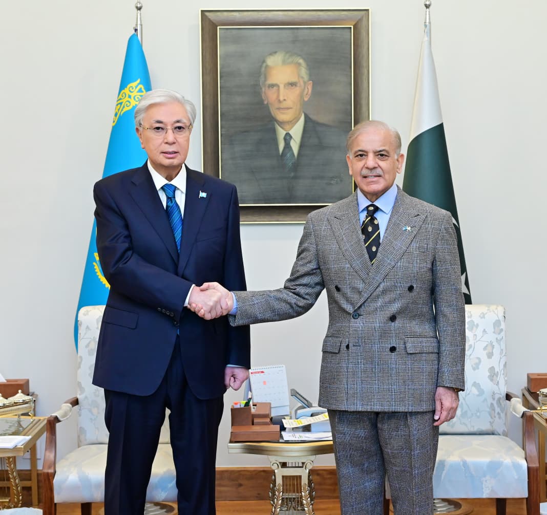 H.E Mr. Kassym-Jomart Tokayev, President of the Republic of Kazakhstan called on Prime Minister Muhammad Shehbaz Sharif  