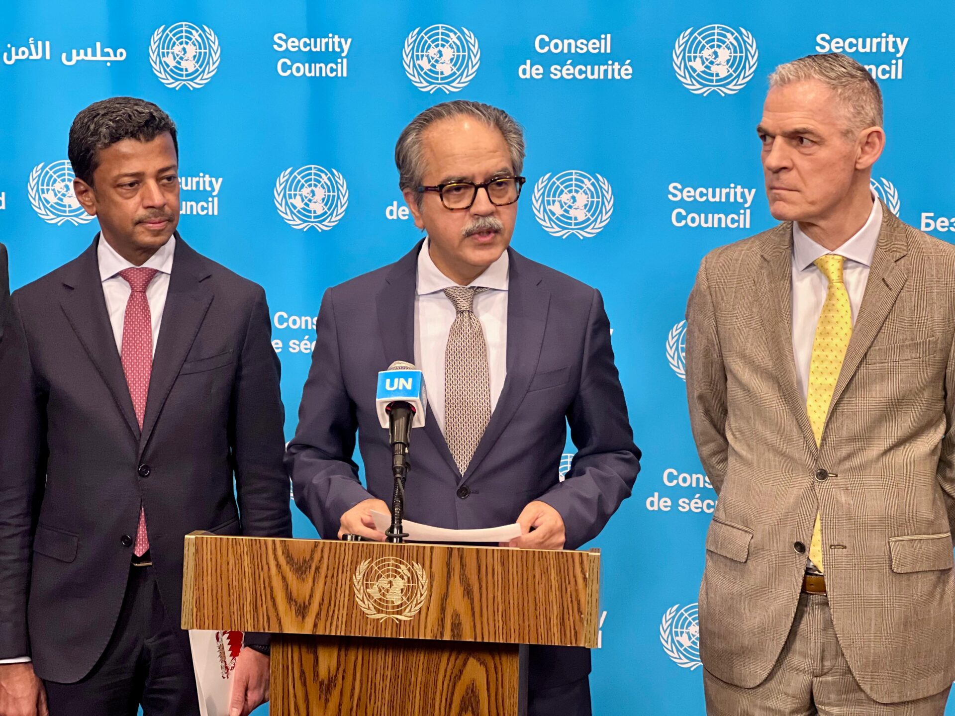 **Press Release****UN Security Council Members Reaffirm Opposition to Annexation, Call for Two-State Solution****New York, March 2026**Representatives of Bahrain, Denmark, France, Greece, Latvia, Pakistan, Somalia, and the United Kingdom, speaking at the United Nations Security Council press stake, delivered a joint statement underscoring their firm opposition to the annexation of any part of the Occupied Palestinian Territory and the forcible displacement of the Palestinian people.Guided by the United Nations Security Council and recalling relevant resolutions, including United Nations Security Council Resolution 2334, the members reiterated that all measures aimed at altering the demographic composition, character, and status of Palestinian territories occupied since 1967, including East Jerusalem, are in violation of international law and undermine prospects for peace.The statement emphasized that Israel must immediately and completely cease all settlement activities in the occupied Palestinian territories, including East Jerusalem, and fulfill its legal obligations under international law. The members also condemned ongoing violence against Palestinian civilians, including attacks by settlers, and called for accountability for such actions.Reaffirming the importance of preserving the historic status quo at holy sites in Jerusalem, the representatives expressed deep concern over the deteriorating humanitarian and economic conditions in the Occupied Palestinian Territory. They highlighted the impact of movement restrictions and the withholding of Palestinian tax revenues, urging that these issues be addressed without delay.The members further reiterated their commitment, in line with the International Court of Justice Advisory Opinion and relevant UN resolutions, to support the Palestinian people’s right to self-determination and to counter policies of annexation and forced displacement.Underscoring that a just and lasting peace can only be achieved through the implementation of the two-State solution, the statement reaffirmed support for an independent and sovereign Palestinian state living side by side with Israel in peace and security, based on the 1967 borders, with Jerusalem as a key final status issue.The joint statement reflects the continued commitment of these Security Council members to uphold international law, advance peace efforts, and ensure stability in the Middle East.The pakistan Times