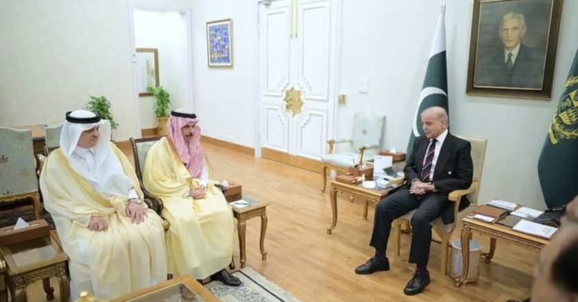 Foreign Minister of Kingdom of Saudi Arabia Prince Faisal bin Farhan Al-Saud calls on Prime Minister Muhammad Shehbaz Sharif in Islamabad