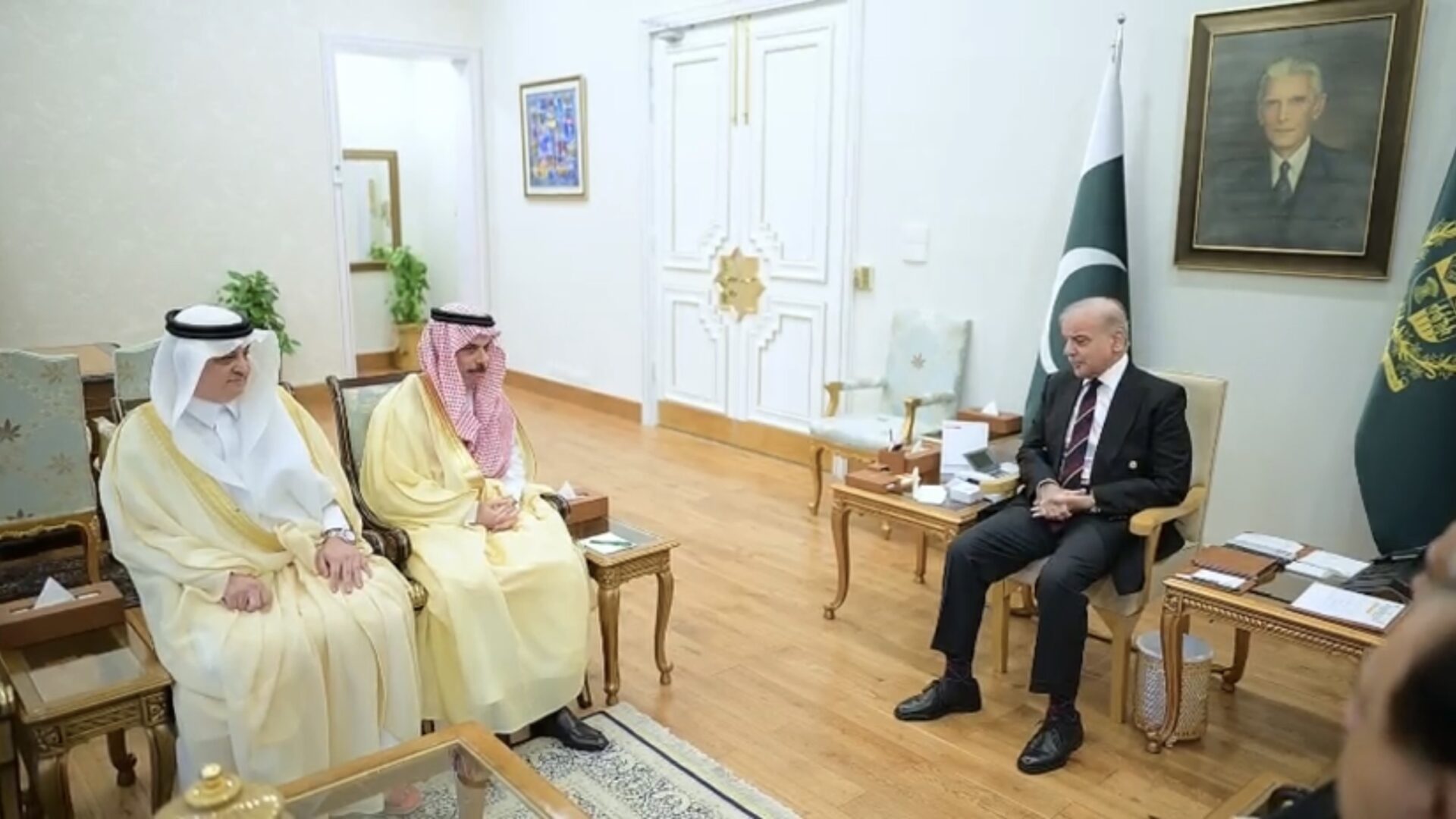Foreign Minister of Kingdom of Saudi Arabia Prince Faisal bin Farhan Al-Saud calls on Prime Minister Muhammad Shehbaz Sharif in Islamabad