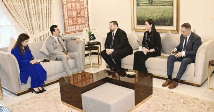 Ambassador of Romania to Pakistan, Dr. Dan Stoenescu called on Chairman Senate Syed Yousuf Raza Gilani at his official residence today in Islamabad