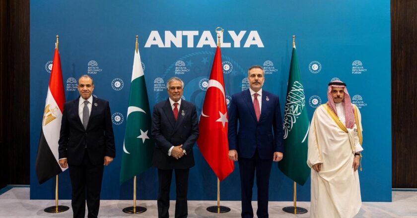 Foreign Ministers of Pakistan, Saudi Arabia, Türkiye, and Egypt held their third consultative meeting in Antalya on the sidelines of the Antalya Diplomacy Forum