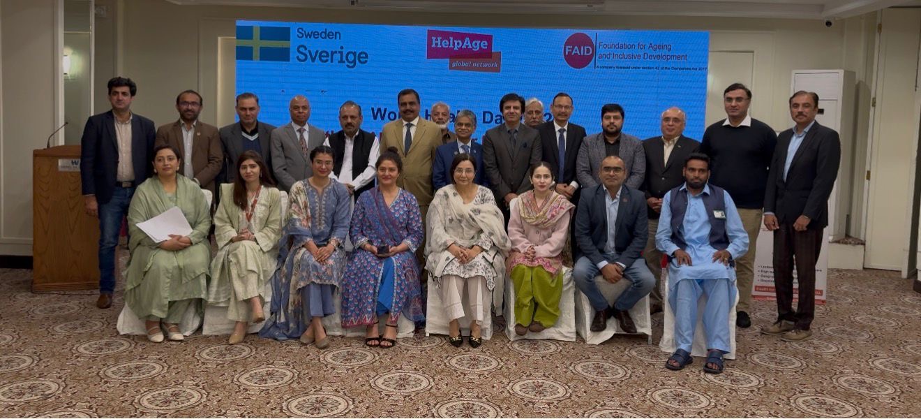 Advancing Universal Health Coverage in Pakistan: Dialogue Highlights Need for Inclusive Health Systems Islamabad, 7 April 2026 The Foundation for Ageing and Inclusive Development (FAID) convened a national dialogue in Islamabad on World Health Day, bringing together government officials, health experts, development partners, and community representatives to discuss pathways for advancing Universal Health Coverage (UHC) in Pakistan. The dialogue focused on the need to strengthen health systems so that they are accessible, affordable, and responsive to people at all stages of life. Participants emphasized that while Pakistan has made important progress in expanding healthcare access, significant gaps remain in ensuring equitable and inclusive services particularly for older persons, persons with disabilities, and other vulnerable groups. Dr. Shafqat Munir (BOD, FAID), in his opening remarks, highlighted that Universal Health Coverage can only be achieved through inclusive health systems that respond to the needs of people across the life course. He noted that Pakistan is experiencing a gradual demographic shift, with the number of older persons steadily increasing, yet ageing remains largely overlooked in many development and policy frameworks. Health systems must adapt to changing demographic realities. If our systems are not inclusive, we risk leaving behind those who need care the most,” he said, emphasizing the importance of integrating ageing, inclusion, and universal health coverage into national planning. Delivering the keynote address, Muhammad Arshad, Chief Executive Officer of the Sehat Sahulat Program, underscored the importance of expanding affordable healthcare services for all citizens. He highlighted the role of the program in providing financial protection and improving access to hospitalization services for millions of people across different provinces. He noted that for many low-income households, healthcare costs can quickly become a major financial burden. “Accessible and affordable healthcare is not a luxury it is a basic human right. Programs like Sehat Sahulat are important steps toward protecting vulnerable populations and expanding health coverage,” he said. The panel discussion brought together experts from the health and development sectors, including Dr. Matiur Rahman from the Health Services Academy, Siraj ul Haque Ghouri from the Pakistan Poverty Alleviation Fund, Dr. Soofia Younas, and Rabia Razzaque. The session was moderated by Dr. Aleeza Sana. Panelists discussed key challenges affecting equitable health service delivery in Pakistan, including fragmented health financing systems, unequal distribution of resources, and limited financial protection for low-income populations. They highlighted the importance of strengthening primary healthcare systems, improving coordination between federal and provincial institutions, and expanding financial protection mechanisms for vulnerable communities. The discussion also emphasized the importance of making healthcare facilities more accessible and responsive to the needs of older persons and persons with disabilities. Participants noted that strengthening existing systems and improving accessibility including infrastructure, early diagnosis, and community-based care can significantly improve health outcomes. A key segment of the dialogue featured voices from the community, where older people and members of Older People Associations (OPAs) shared their experiences of accessing healthcare services. They highlighted challenges such as high out-of-pocket costs, mobility barriers, and limited availability of age-friendly services. Participants also discussed the broader factors affecting health and well-being, including nutrition, food security, climate change, and disaster risks. It was noted that these challenges disproportionately affect vulnerable groups, particularly older persons, and require stronger coordination between health, social protection, and disaster management systems. The dialogue concluded with a call for stronger policy attention to ageing and greater integration of inclusive approaches within Pakistan health system. Participants emphasized that achieving Universal Health Coverage will require sustained commitment, coordinated action, and inclusive planning to ensure that health services are accessible, affordable, and responsive to the needs of all communities.