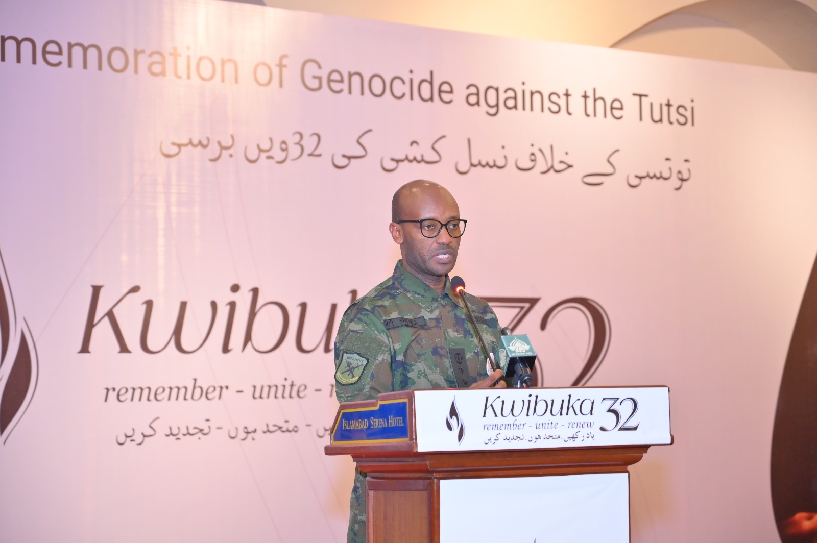 Addressing participants, the Rwandan Defence Attaché provided an in-depth analysis of the origins of the genocide, explaining how colonial-era policies distorted Rwanda’s social fabric and institutionalized ethnic divisions. He noted that these divisions laid the foundation for decades of discrimination, ultimately culminating in a planned and state-sponsored genocide driven by extremist ideology and propaganda.
Colonel Ismail also underscored the failure of the international community to intervene despite clear warning signs, calling it a critical lesson for global institutions. At the same time, he acknowledged the decisive role played by the Rwandan Patriotic Army in bringing the genocide to an end.
Highlighting Rwanda’s post-genocide recovery, he spoke about the country’s journey toward justice, reconciliation, and national unity. He pointed to community-based justice mechanisms such as the Gacaca Courts, as well as national identity-building initiatives like “Ndi Umunyarwanda,” as key pillars in rebuilding trust and cohesion within society.
Concluding his lecture, Colonel Ismail reflected on Rwanda’s guiding theme — “Remember–Unite–Renew” — emphasizing the importance of preserving historical truth, strengthening unity, and building a resilient future. He called on both Rwandans and the international community to uphold the pledge of “Never Again” through education, critical thinking, and collective responsibility.