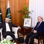 President Asif Ali Zardari met with Prime Minister Muhammad Shehbaz Sharif at the Aiwan-e-Sadr