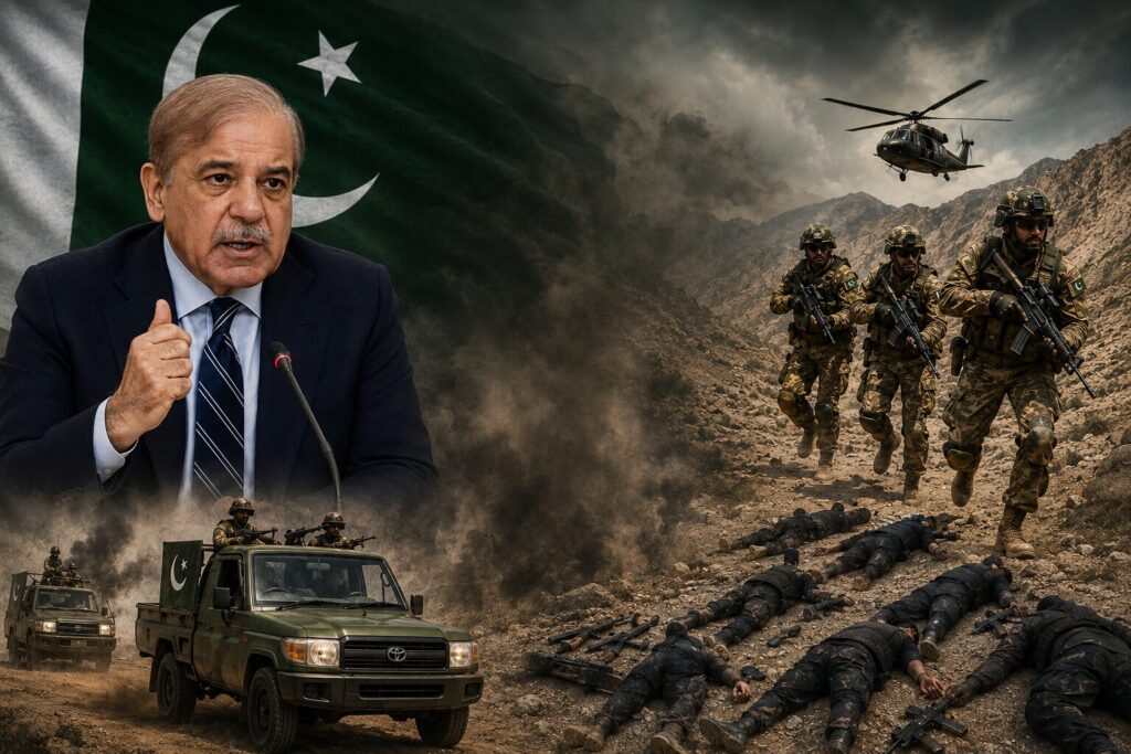 وزیراعظم محمد شہباز شریف کی ضلع نوشکی میں فتنۃ الہندوستان کے دہشت گردوں کے خلاف کامیاب کارروائی پر سیکیورٹی فورسز کو خراجِ تحسین
